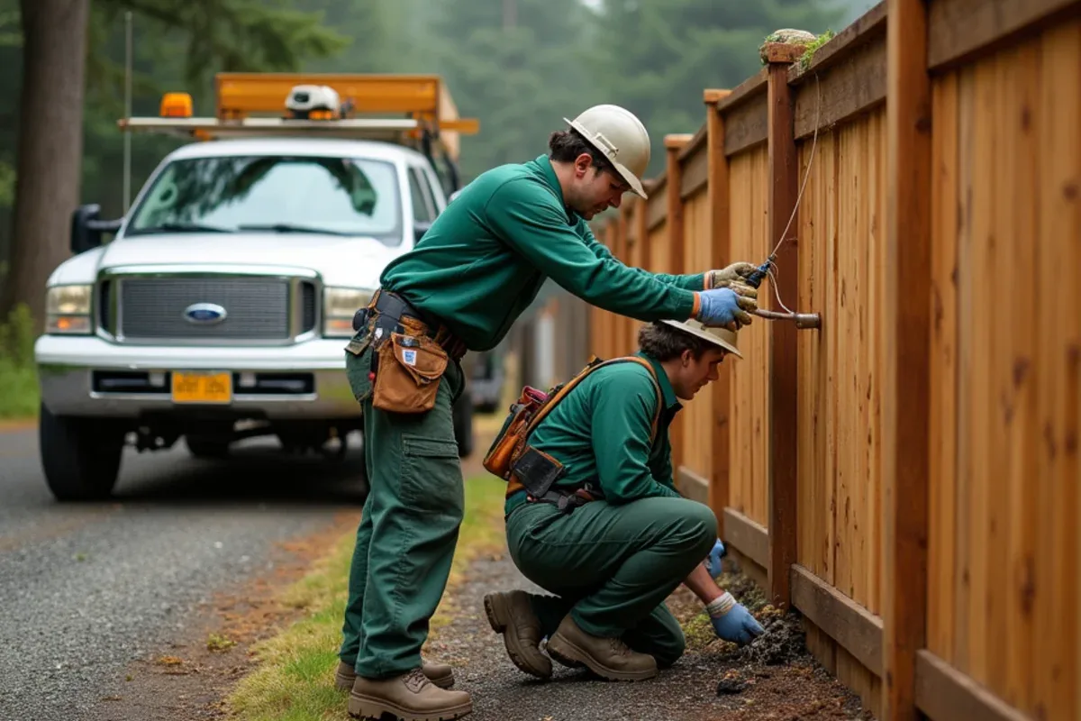 Anti-sag cable kit with turnbuckle installed on a wood fence gate in Lakewood, WA