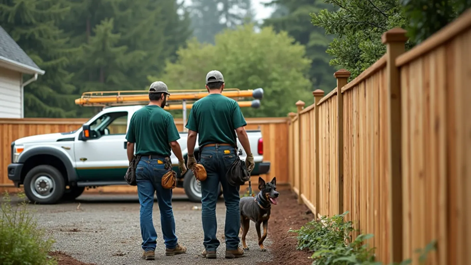 Dog-proof fence enclosing a Lakewood, WA backyard