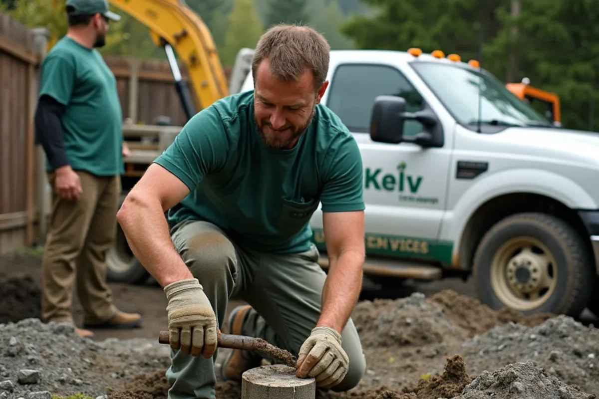 Removing old fence posts and concrete footings in Lakewood, WA