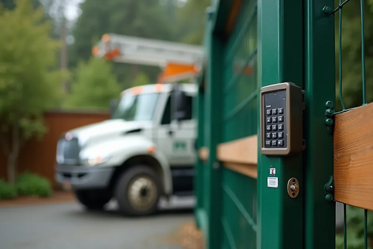 Keypad entry on an automatic driveway gate in Lakewood, WA