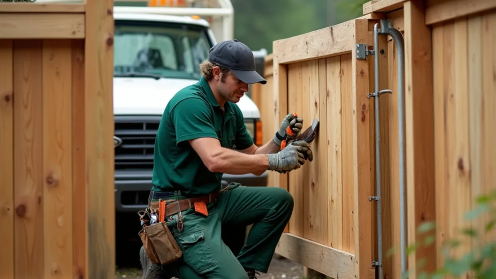 Repairing a sagging wood gate on a Lakewood, WA fence
