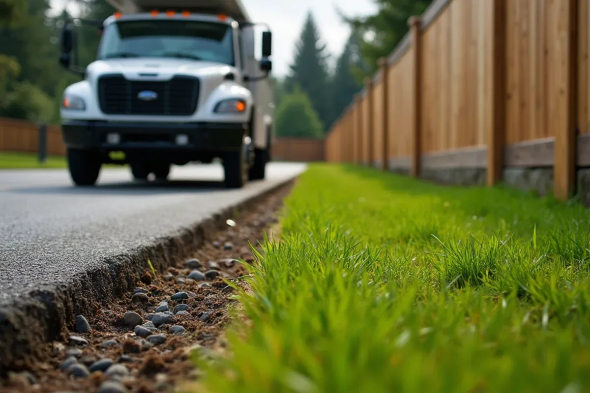Fresh sod laid along a new fence line in Lakewood, WA