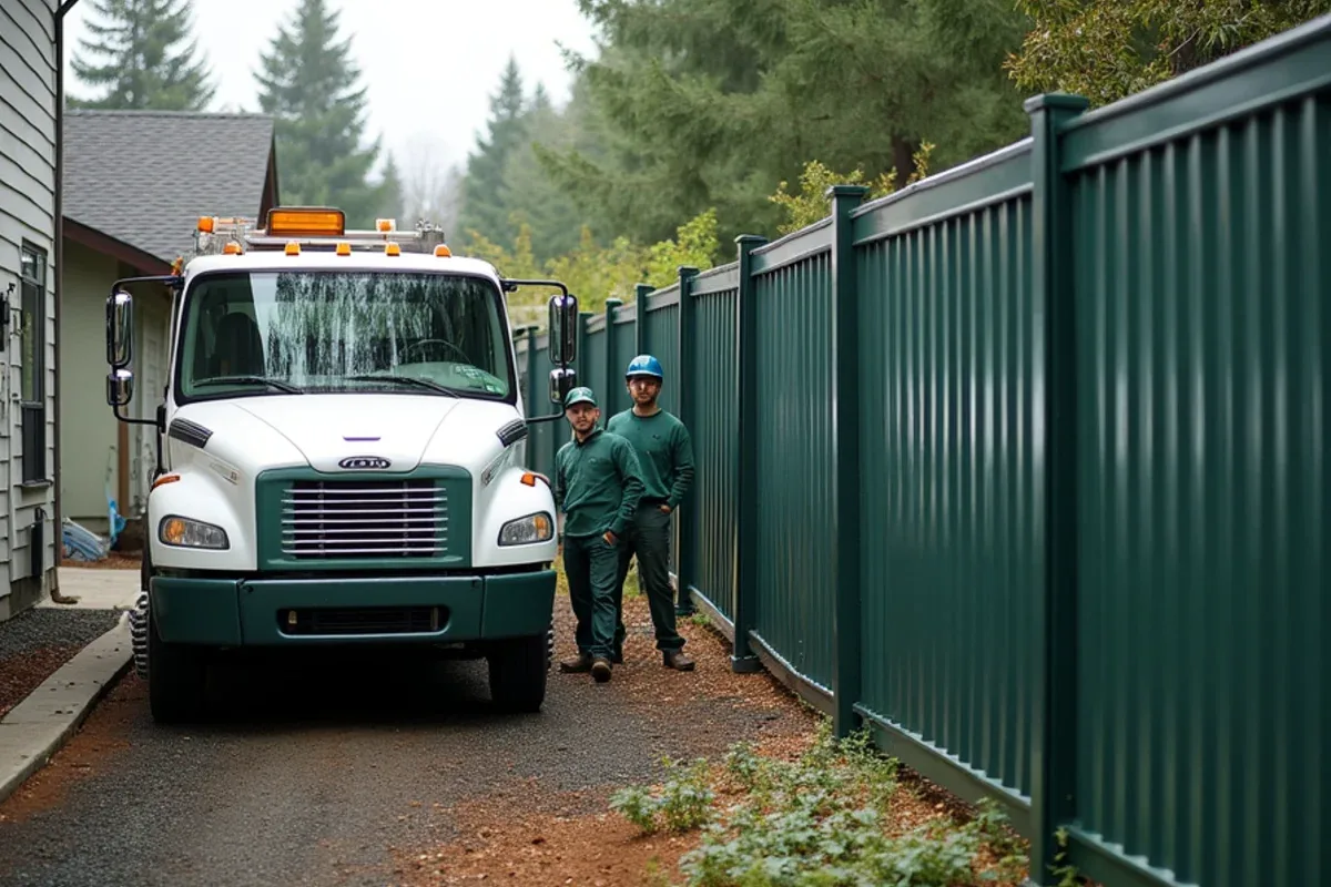 Modern corrugated metal privacy fence in Lakewood, WA