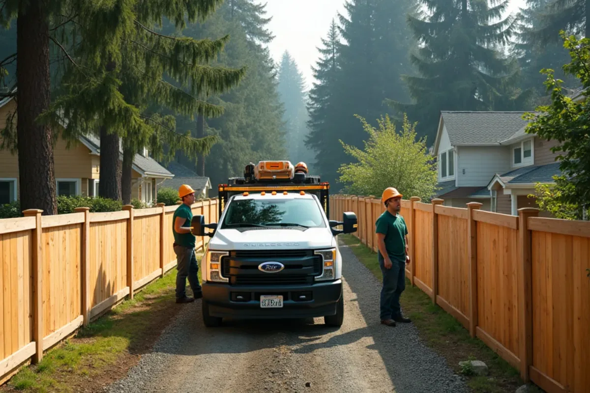 Uniform residential lots with a shared boundary fence in Fircrest, WA